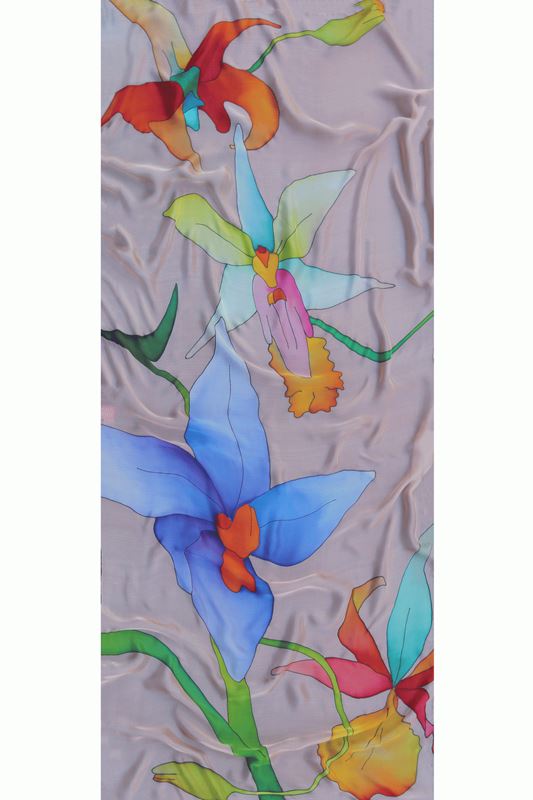 foulard de seda modelo orquídea margaret de arcos